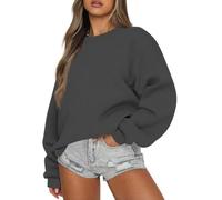 Sweat Femme Sans Capuche À Manches Longues Col Rond Sweatshirt Couleur Unie