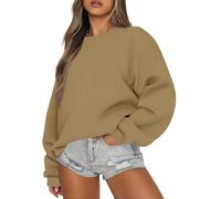 Sweat Femme Sans Capuche À Manches Longues Col Rond Sweatshirt Couleur Unie
