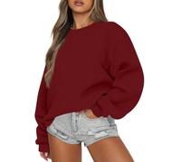 Sweat Femme Sans Capuche À Manches Longues Col Rond Sweatshirt Couleur Unie
