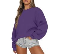 Sweat Femme Sans Capuche À Manches Longues Col Rond Sweatshirt Couleur Unie