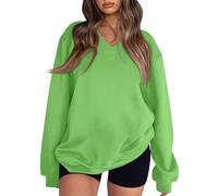 Sweat Femme Sans Capuche Couleur Unie À Manches Longues Col V Sweatshirt