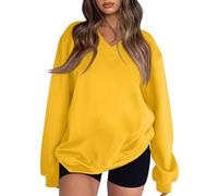 Sweat Femme Sans Capuche Couleur Unie À Manches Longues Col V Sweatshirt
