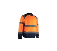 Sweat haute visibilité à col rond orange fluo/Marine - LMA - 8083
