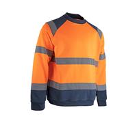 Sweat haute visibilité à col rond orange fluo/Marine - LMA - 8083