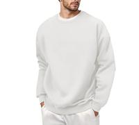 Sweat Homme Grande Taille, Sweat Homme sans Capuche Col Rond Décontracté Couleur Unie Coupe Ample Confortable Pullover Chic Tempérament Passe-Partout Sweatshirt Automne Hiver Sport Hoodie