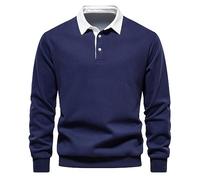 Sweat Homme sans Capuche- Polo Manche Longue Travail Casual Slim Confortable Doux Régulière Pullover Tendance Tempérament De Tous Les Jours Extérieur Chemise Confortable Polyvalent