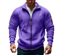 Sweat Homme Sans Capuche Zippé,Multi Poches,Grandes Tailles,Décontracté