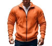 Sweat Homme Sans Capuche Zippé,Multi Poches,Grandes Tailles,Décontracté