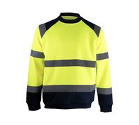Sweat HV col rond Jaune fluo/Marine - LMA - 8082