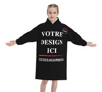 Sweat Plaid à Capuche Personnalisable Enfant - Ajoutez Votre Texte, Logo ou Image, Couverture Plaid Oversize Douce et Chaude, Style Cocooning Hiver, Idée Cadeau Noël ou Anniversaire
