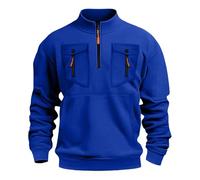 Sweat San Capuche pour Homme, avec Demi-Fermeture Éclair, Grandes Tailles, Confortable, Décontracté, pour La Vie Quotidienne, pour Le Travail en Plein Air, Multi Poches, Couleur Unie Sweat-Shirts