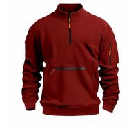 Sweat San Capuche pour Homme, avec Demi-Fermeture Éclair, Grandes Tailles, Confortable, Décontracté, pour La Vie Quotidienne, pour Le Travail en Plein Air, Multi Poches, Couleur Unie Sweat-Shirts