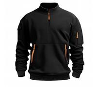 Sweat San Capuche pour Homme, avec Demi-Fermeture Éclair, Grandes Tailles, Décontracté, Confortable, Multi Poches, pour Le Travail en Plein Air, pour La Vie Quotidienne, Sweat-Shirts Couleur Unie