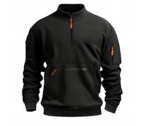 Sweat San Capuche pour Homme, avec Demi-Fermeture Éclair, Grandes Tailles, Décontracté, Confortable, Multi Poches, pour Le Travail en Plein Air, pour La Vie Quotidienne, Sweat-Shirts Couleur Unie