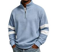 Sweat-shirt à manches longues gaufré pour homme - Sans capuche - Fermeture éclair - Col roulé - Simple - Pull d'hiver - Fermeture éclair - Pull de travail - Sport - Coupe droite - T-shirt de