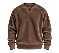 Sweat-shirt d'hiver chaud en velours côtelé à manches longues pour homme | Haut à manches longues et col zippé pour homme - Confortable - Léger - Col roulé - Fermeture éclair 1/4