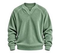 Sweat-shirt d'hiver chaud en velours côtelé à manches longues pour homme | Haut à manches longues et col zippé pour homme - Confortable - Léger - Col roulé - Fermeture éclair 1/4