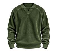 Sweat-shirt d'hiver chaud en velours côtelé à manches longues pour homme | Haut à manches longues et col zippé pour homme - Confortable - Léger - Col roulé - Fermeture éclair 1/4