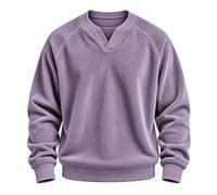 Sweat-shirt d'hiver chaud en velours côtelé à manches longues pour homme | Haut à manches longues et col zippé pour homme - Confortable - Léger - Col roulé - Fermeture éclair 1/4
