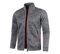 Sweat-shirt en polaire à fermeture éclair complète pour homme - Hauts à fermeture éclair pour homme sans capuche, légers, à fermeture éclair complète, veste à col montant, cardigan à col montant, pull