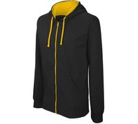 Sweat-shirt Homme - KARIBAN - zippé capuche contrastée - Noir/Rouge XL