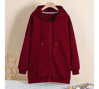 Sweat-shirt-shirt long à capuche, doublé thermique, avec fermeture éclair et cordon de serrage, épaules tombantes, grande taille. Idéal pour l'hiver, la remise des diplômes, la rentrée scolaire, les e