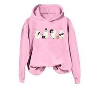 Sweats à capuche d'Halloween décontractés surdimensionnés pour femmes, pull à capuche fantôme, col vintage, Halloween, citrouille, sweatshirts d'automne pour femmes vêtements de sport, rose, M