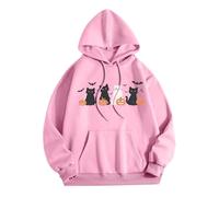 Sweats à capuche d'Halloween pour femmes en polaire vintage, col citrouille, décontracté, voyage, crâne, manches longues, pull d'hiver pour femme, streetwear, rose, L
