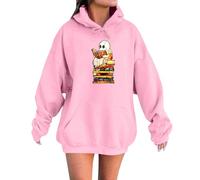 Sweats à capuche d'Halloween pour femmes, grande taille, sweatshirts à capuche fantôme, col à capuche, tendance, hiver, crâne, chandails solides, automne féminin, streetwear, rose, L