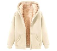 Sweats Femme Polaire Sweat à Capuche Veste avec Zippée Couleur Unie Hiver Garder au Chaud Épaisse Sherpa Manches Longues Manteaux Poche Zippée Blouson Thermique Casual Travail Sport Sweat