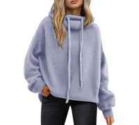 Sweats thermiques à manches longues avec col à capuche pour femmes | Pull pour femme, couleur unie, ample, épais, confortable, pull ample et élégant à col roulé