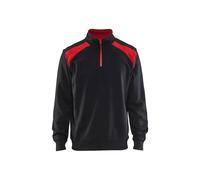 Blakläder Sweat-shirt col camionneur 335311589956 demi-zip 2 tons Noir/Rouge M