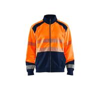 Blakläder Sweatshirt haute visibilité avec fermeture éclair 3558 2528 en deux couleurs, couleur:orange/bleu marine, taille:S