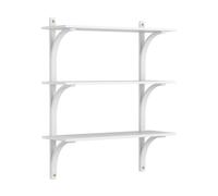 Swedese Étagère Levi à 3 plateau Blanc laqué frêne-laiton. 90 cm