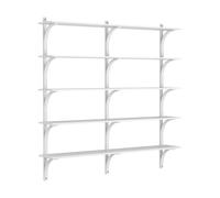 Swedese Étagère Levi à 5 plateau Blanc laqué frêne-laiton. 180 cm