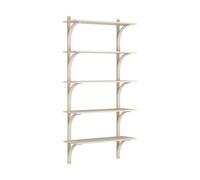 Swedese Étagère Levi à 5 plateau Blanc pigmenté frêne-laiton. 90 cm