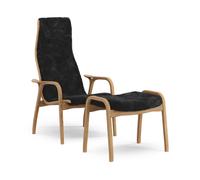 Swedese Fauteuil et repose-pieds Lamino chêne huilé/peau de mouton Noir (noir)