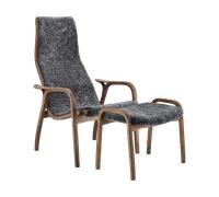 Swedese Fauteuil Lamino et repose-pieds en chêne/peau de mouton Special Edition Rubio Monocoat Chocolate-Charcoal