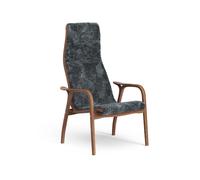 Swedese Fauteuil Lamino peau de mouton charcoal. noyer laqué