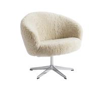 Swedese Fauteuil Rondino peau de mouton moonlight. aluminium poli