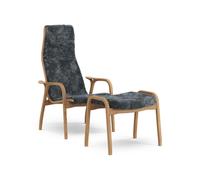 Swedese Lamino Fauteuil Haut Avec Repose-Pieds Chêne Huilé/Charbon/Peau de Mouton