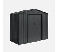 sweeek - Abri de Jardin en métal - Houtland. 2.71 m² Anthracite - Cabane à Outils avec Double Portes coulissantes. kit de Fixation Sol Inclus. L 213 x P 131 x H 185cm