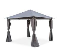 swe lice's Garden - Tonnelle 3x3 m - Elusa - Toile Grise - Pergola avec Rideaux. Tente de Jardin. Barnum. chapiteau. réception