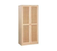 swe rmoire dressing décor bois et cannage 2 portes avec penderie et rangements CAMARGUE