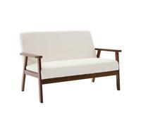 swe anquette canapé 2 Places en Bois teinté Noyer Clair et Tissu Bouclette. Isak. L 114 x P 69.5 x H 73cm