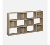 swe ibliothèque Design asymétrique Naturelle. Pieter. 3 étagères. 12 Compartiments de Rangement