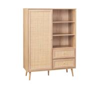 swe uffet décor bois et cannage 1 porte 2 tiroirs 101 5cm BOHÈME