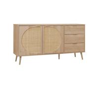 swe uffet décor bois et cannage arrondi 2 portes 3 tiroirs 150cm EVA