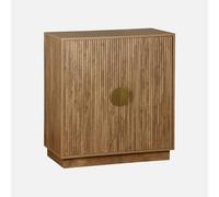 swe uffet Exotique 2 Portes. décor Bois de manguier rainuré. Buffet Haut. vaisselier. poignées en métal doré. L 80 x P 40 x H 85cm