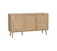 swe uffet scandinave décor bois et cannage arrondi 3 portes 120cm EVA